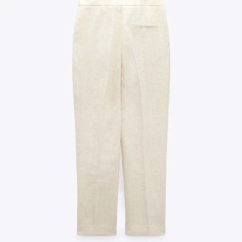 Zara limited edition linen blend metallic linen trousers
